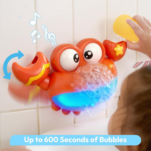 lalalark 2-4, Baby Bath Toys for Toddlers Crab Bubble Machine with Music, LED Lights, Light Up Bath Toys for Kids