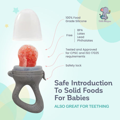 LittleWhispers Baby Fruit & Food Feeder Pacifier, Set of 2, for Fresh Fruit or Frozen Breastmilk, Infant Teething Relief