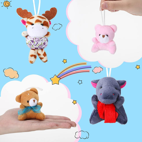 Zhanmai 100 Pcs Mini Plush Stuffed Animal Bulk, Small Animal Toys for Keychain Decoration, Party Favors