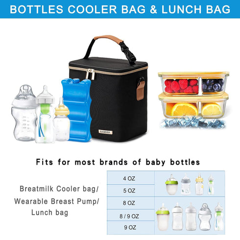 Pack 6 9 Breastmilk Cooler Bag with Ice Fits Baby Bottles Up to Ounce, Baby Bottle Bag with Shoulder Strap for Nursing