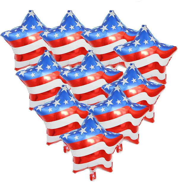 Soochat 4th of July Balloons, American Flag Mylar Balloons for Independence Day Party Decorations, 10Pcs