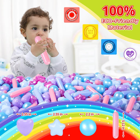 STARBOLO Ball Pit Balls, Pack of 150pcs Crush Proof Plastic Children's Toy Balls, Mermaid Ocean Balls for Birthday