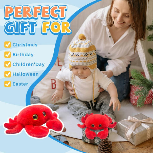 10 Inches Crab Stuffed Animal Cute Crab Plush Toy Super Soft Ocean Stuffed Animals Small Sea Creature Animal Plushies