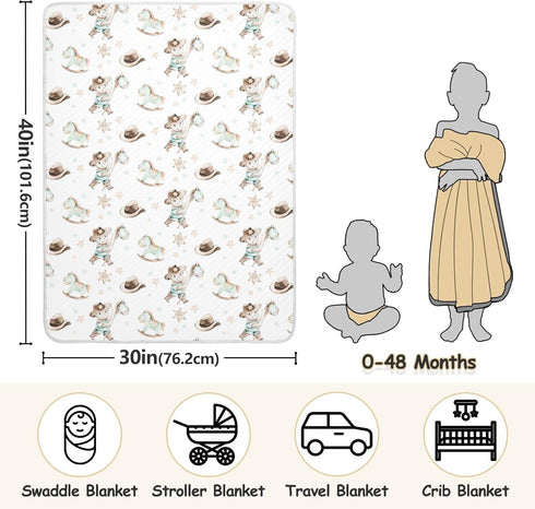 KICPOAY Western Cowboy Baby Swaddle Blanket for Boys and Girls, Muslin Baby Receiving Swaddle Blanket, Soft Cotton