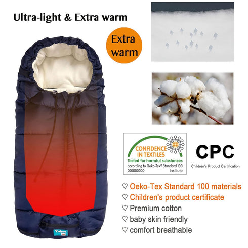 Yobee Universal Stroller Sleeping Bag, Toddler Size, Winter Outdoor Tour Waterproof Baby Bunting Bag, Center and Botton