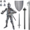 Fine 3D Printed Medieval Knight T13 Figure, Full Body Movable Toy, Metallic Silver Craft for Kids/Friends (Gray)