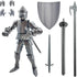 Fine 3D Printed Medieval Knight T13 Figure, Full Body Movable Toy, Metallic Silver Craft for Kids/Friends (Gray)