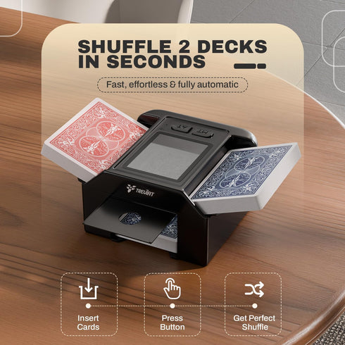 Treviat 1-2 Automatic Card Shuffler with Decks with Dual Auto/Manual Modes, USB C Rechargeable, Quiet Operation