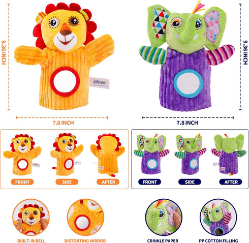 Jollybaby Hand Puppets Baby Toy for 0-12 Months - Plush Stuffed Animal Hand Puppets for Toddler Play Therapy