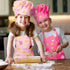 GROBRO7 4Pcs Set 2 Kids Apron and Chef Hat Gift for Girls Boys, Cookie Cupcake Candy Prints Kitchen Pretend Play Child