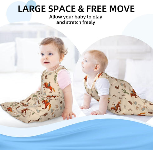Baby Wearable Blanket, Sleeping Bag Sack, Unisex Baby Stuff, Western, 6-12 Months