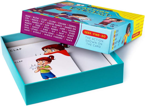 Action Kids Floor Game, Memory Matching Card Game, Toddler Movement Card Games, Interactive Game for Kids, Seek