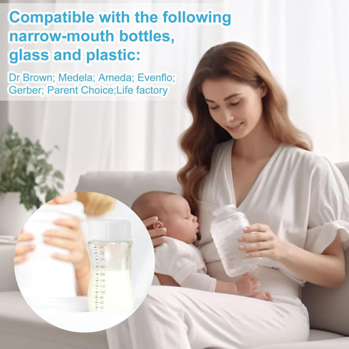 BOXOB 4pcs Travel Bottle Caps for Dr Brown & Medela Bottles, BPA Free Narrow Baby Bottle Lids Replacement No Leak