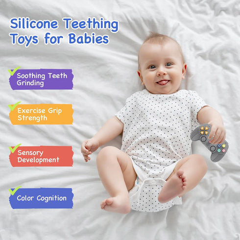 Silicone Teething Toys for Babies 0-6 Months, Remote Teether for Baby, Sensory Toys for Babies, Baby Chew Toys
