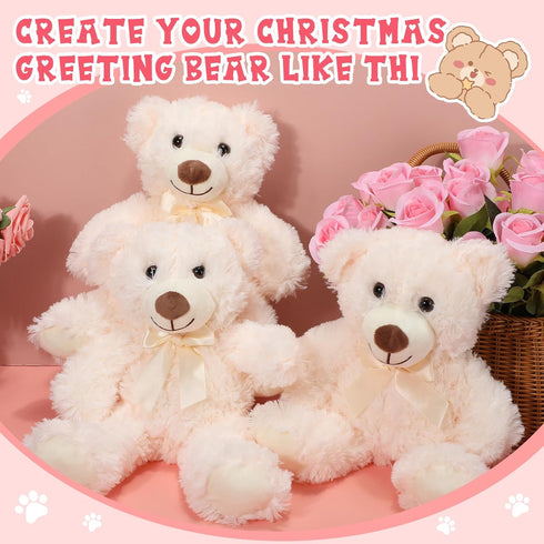 Libima 5 Pack 14" Bears Stuffed Animals with Voice Recorder Set, 30 Seconds Sound Recorder Module Plush Bear Toys