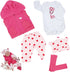 Reborn Baby Doll Clothes 17-20 Inches Baby Girl Doll Clothing Outfit Accessories 5 Pices Sets
