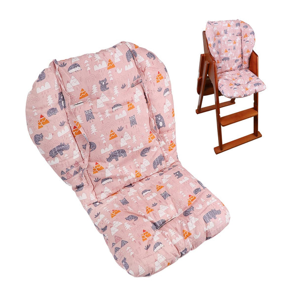 Baby High Chair Cushion, Thick Pad for Wooden High Chair, Baby Dining Chair Liner Mat (Pink Forest)