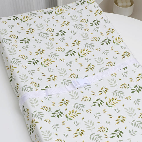 Fadacudan Set 2 Pack Waterproof Changing Pad Cover Stretch Jersey Knit Super Soft Green Botanical Leaf & Dots