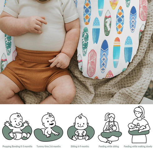 Summer Colorful Surfboards Nursing Pillow Covers for Boy Girl Surfing Nursery Feeding Pillowcase for Breastfeeding