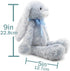 14" Blue Bunny Stuffed Animal for Kids and Newborns, Huggable Plush Rabbit Toy with Bow for Boys and Girls
