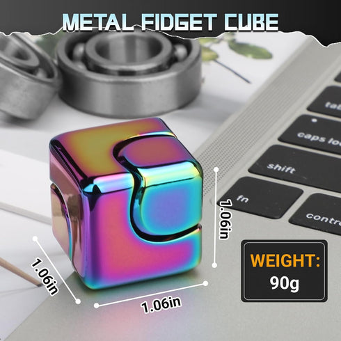 LNCOJOLM Fidget Spinner Cube Toy for Teen Adult Kid, Metal Fidget Block Hand Spinner for Stress Relief, Cool Stuff EDC