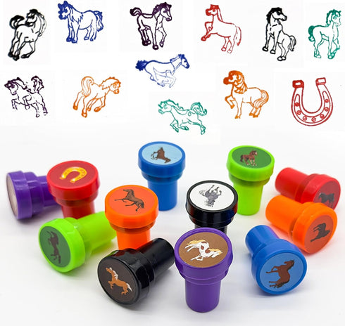 24 Pcs Horse Stampers for Boys Girls - Farmhouse Pony Party Supplies, Classroom Rewards, Birthday Party Gifts
