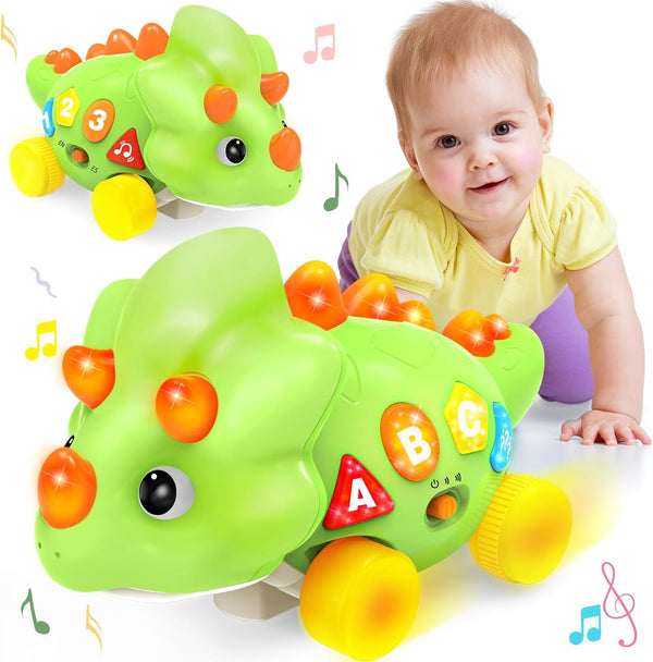 Musical Dinosaur Toys for 1 Year Old Baby - Tummy Time Light