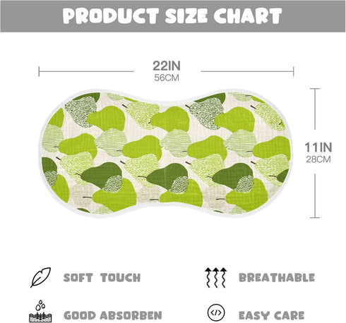decor gift 4 Pack 22x11in Cotton Muslin Burp Cloth Breathable Cartoon Green Pear Fruit Baby spit up Rags for Unisex