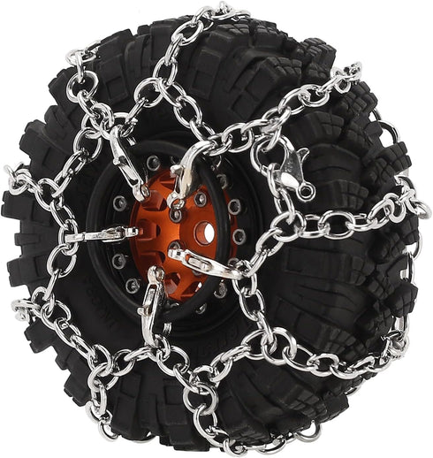 INJORA 55-65mm 1.0" Snow Chain Tires for TRX4M, SCX24, FCX24 1/18, 1/24 RC Crawler Upgrade