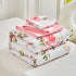 Set 4 Set Flower Toddler Bedding for Girls Pieces White Floral Toddler Bed with Pink Roses and Green Leaves - Includes