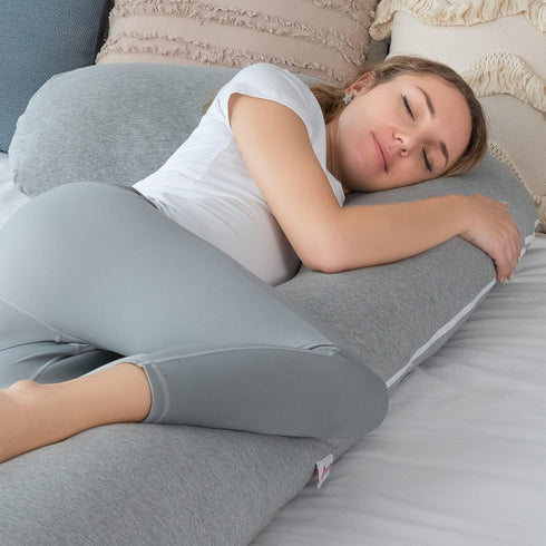AngQi L-Shaped Body Pregnancy Pillow - Gray Jersey Cover