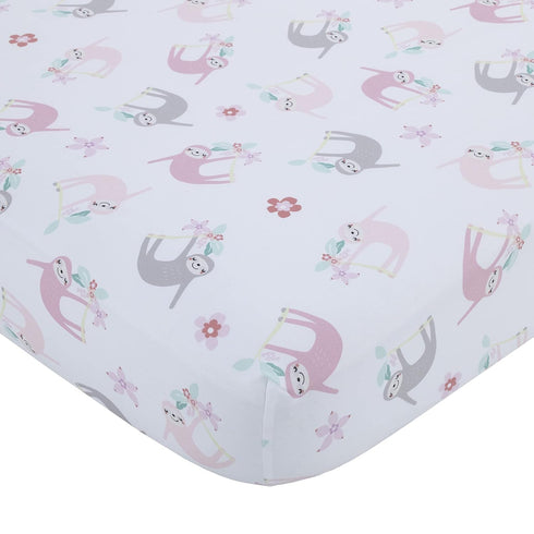 Little Love by NoJo Tropical Garden Pink, Grey, and White Sloth Super
