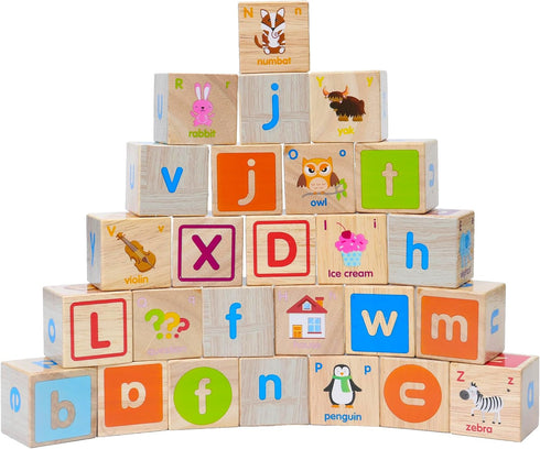 Montessori Mama Wooden Blocks for Toddlers 1-3 - Large 1.6" Hardwood Stacking