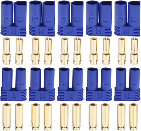 Hobbypark 5 Pairs EC5 Banana Plug Connectors - Female Male 5.0mm Gold Bullet Connector for RC Devices