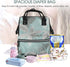 FHEDVBN Backpack Mummy Backpacks Daypack Mint Gray Leaves Diaper Bag for Women Multifunction Waterproof for Mom Dad