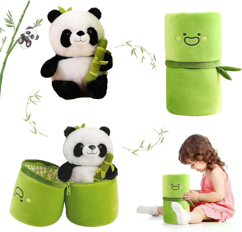 Emoin Panda Stuffed Animals 11.8 Inch Bamboo Plush Toy, Panda Pillow, Plush Panda Bear Doll Gifts for Boys Girls