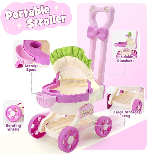 Set 3 4 5 6 4-6 TUZT Girl Interactive Walking Unicorn Stroller Toy with Plush Electric Unicorn & Groom Care