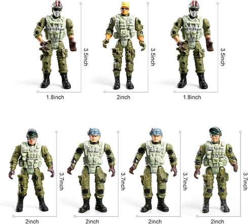 HOSPONY 78-in-1 Sets 4-7 6-8 8-14 Army Men Toys with Realistic Military Truck/Helicopter/Kayak Boat/Motorcycle/Army Men