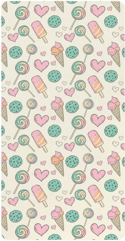 Jynexis Candy Ice Cream White Pattern Baby Crib Sheets, Cotton Fitted Crib Sheet,