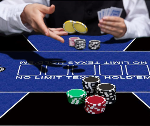 nuveti Poker Mat - 55 x 28inch Non-Slip Waterproof Rubber Poker Table Game Mat for 6-8 Players