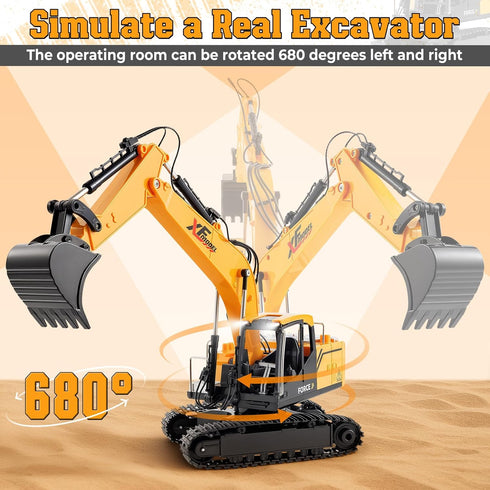 3, 4, 5, 6, 7, 8, 9, 10+ 13CH V-Opitos RC Excavator Toys for Boys Age Years Old, Excavable Remote Control Construction