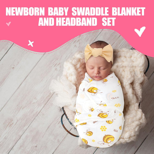 4 Pack Set Newborn Preemie Swaddle with Headband Premature Swaddle Blanket Baby Clothes for Nicu Newborn Boys