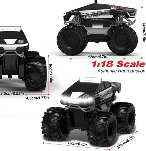 1:18 2.4 4WD 360 6+ Police Remote Control Car, Cyber Truck Remote Control Car, GHz Waterproof Amphibious RC Cars, All