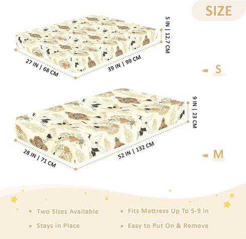 decor gift 1 Pack Japanese Cloud Flower Crane Beige Baby Crib Sheets for Boys Girls Cotton Baby Playard Sheet Soft