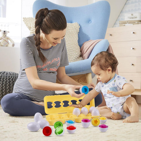 Matching Eggs 12 pcs Set Easter Eggs - Educational Color & Shape Recognition Sortere Skills Study Toys, Montessori Toys, STEM Educational Toy Gift for Toddler 1 2 3 Year Old