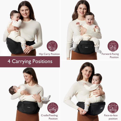 Momcozy 3D 45lbs Hip Seat Baby Carrier - Adjustable Waistband with Original Belly Protector, Ergonomic Carrier