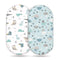 GRSSDER 2 Pack Stretchy Ultra Soft Fitted Bassinet Sheet Set, Happy Dinosaurs Bassinet Sheets for Boys and Girls,