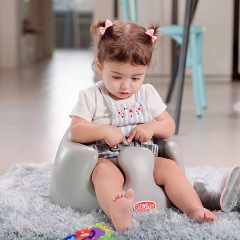 4+ Nuby My Floor Seat - Portable Baby Chair with Soft Foam Cushion, Safety Harness, and High Back Design - Months