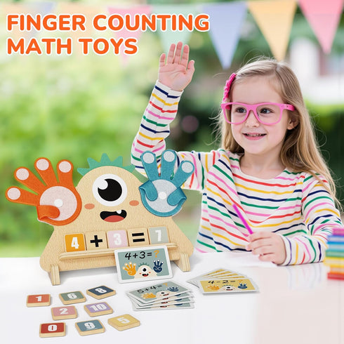 Counting 3-5, Finger Math Toy for Kids Montessori Monster Math Toy with Number Blocks, Hands-On Addition & Subtraction