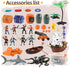 Playset 50 Set 2 3 4 5 6 Pirate Action Figures with Boat, Treasure Chest, Cannons, Shark, Pirate Ship Toys-Pirate Toy